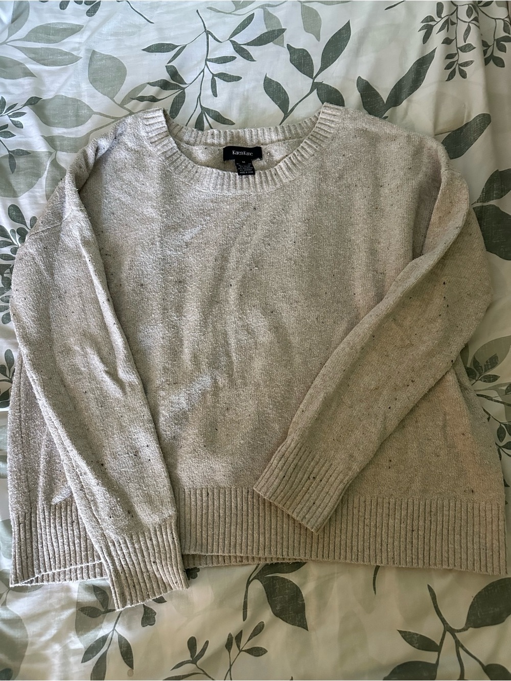 Karen Kane Oatmeal Speckled Crewneck Sweater